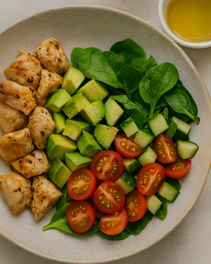 Avocado Chicken Salad w Macadamia Oil ( Keto, Paleo, Gluten-free)